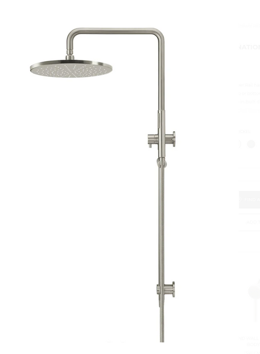 Round Combination Shower Rail 300mm Rose, Single Function Hand Shower