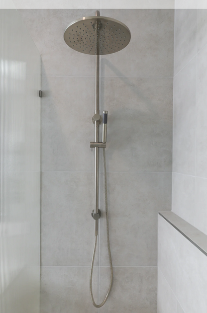 Round Combination Shower Rail 300mm Rose, Single Function Hand Shower