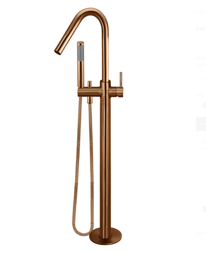 Round Freestanding Bath Spout and Hand Shower