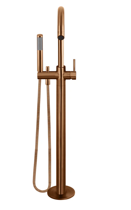 Round Freestanding Bath Spout and Hand Shower