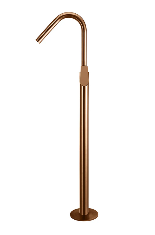 Round Freestanding Bath Spout and Hand Shower - Paddle Handle