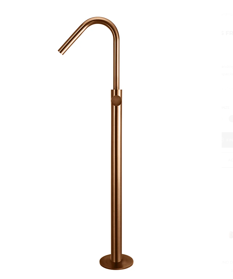 Round Freestanding Bath Spout and Hand Shower - Pinless Handle