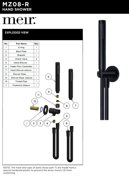 Round Hand Shower on Fixed Bracket, Single Function Hand Shower