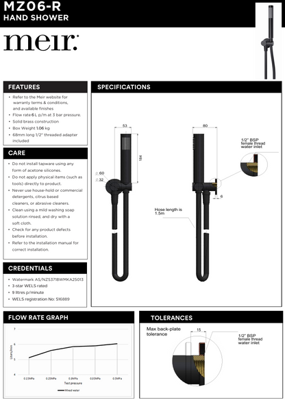 Round Hand Shower on Swivel Bracket, Single Function Hand Shower
