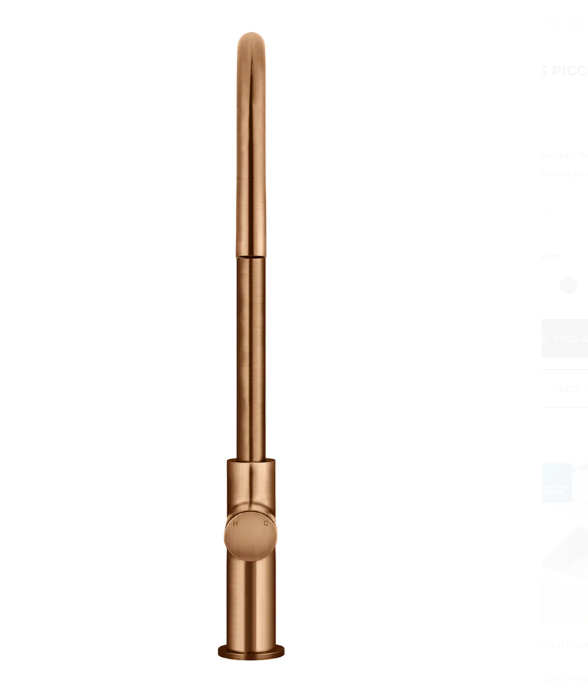 Round Piccola Pull Out Kitchen Mixer Tap - Pinless Handle