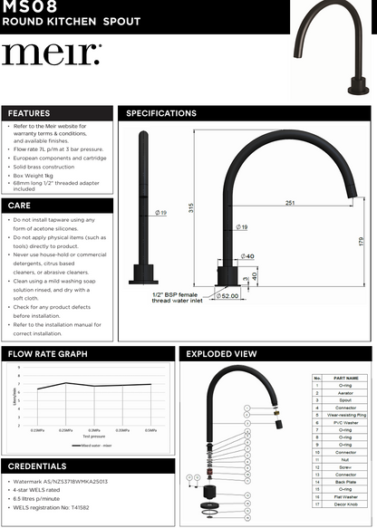 Round High-Rise Swivel Hob Spout