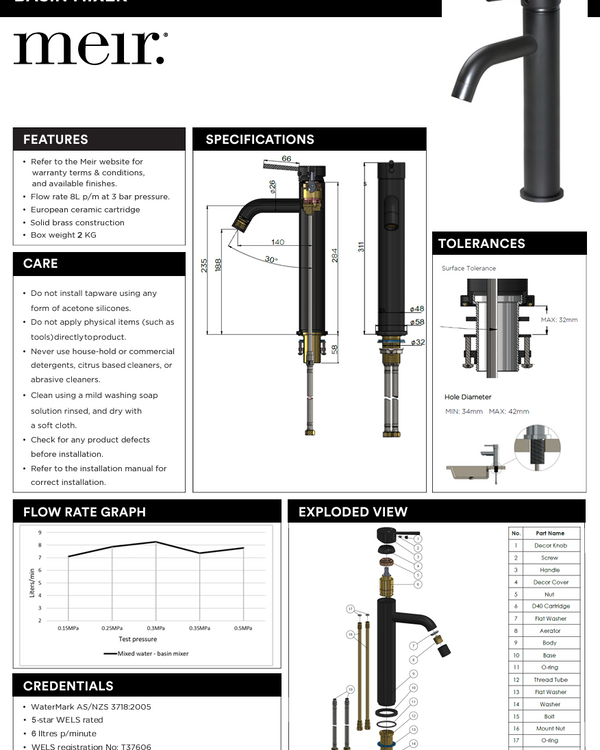 Round Tall Curved Basin Mixer