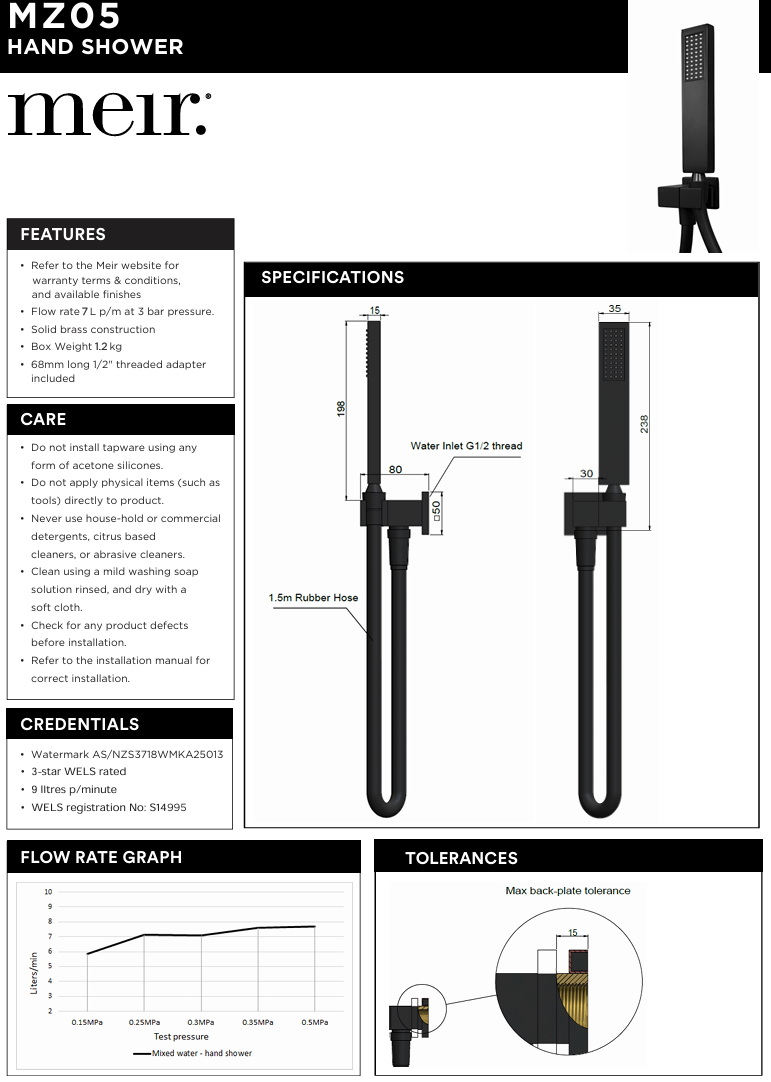 Square Hand Shower on Swivel Bracket
