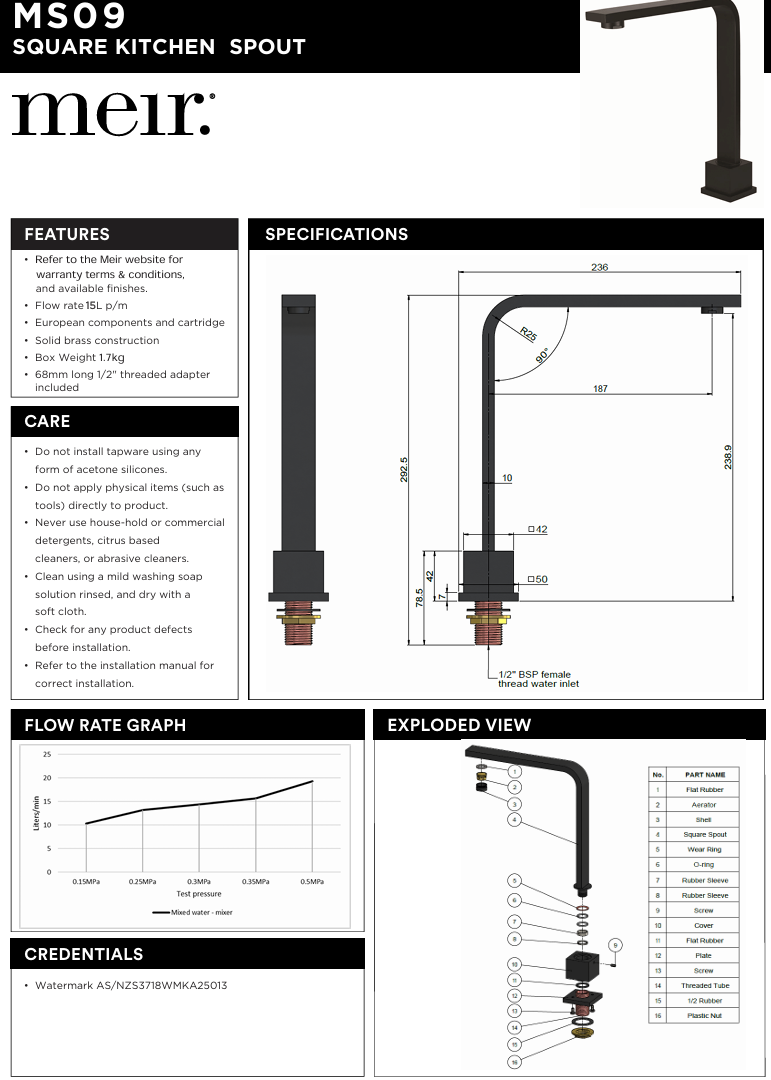 Square High-Rise Swivel Hob Spout