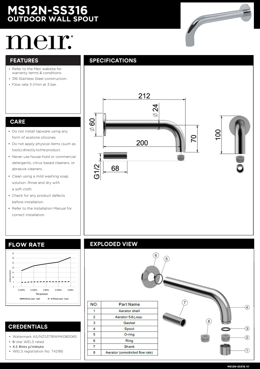 Outdoor Universal Round Stainless Steel Wall Spout