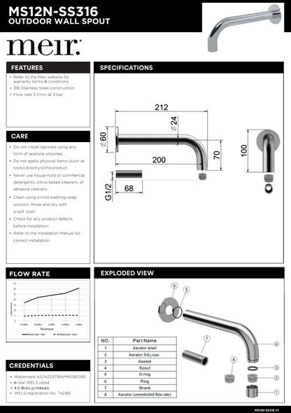 Outdoor Universal Round Stainless Steel Wall Spout