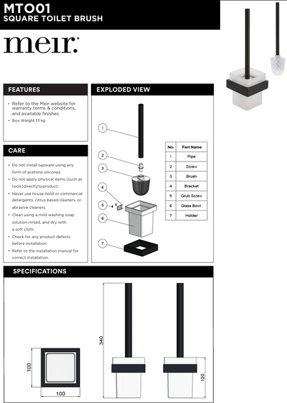 Square Toilet Brush & Holder