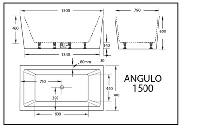 Angulo 1500mm Freestanding Spa Bath