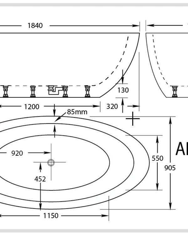 Aplauso 1840mm Freestanding Spa Bath