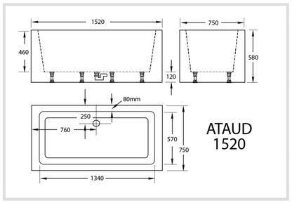 Ataud 1520mm Freestanding Spa Bath