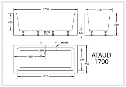 Ataud 1700mm Freestanding Spa Bath