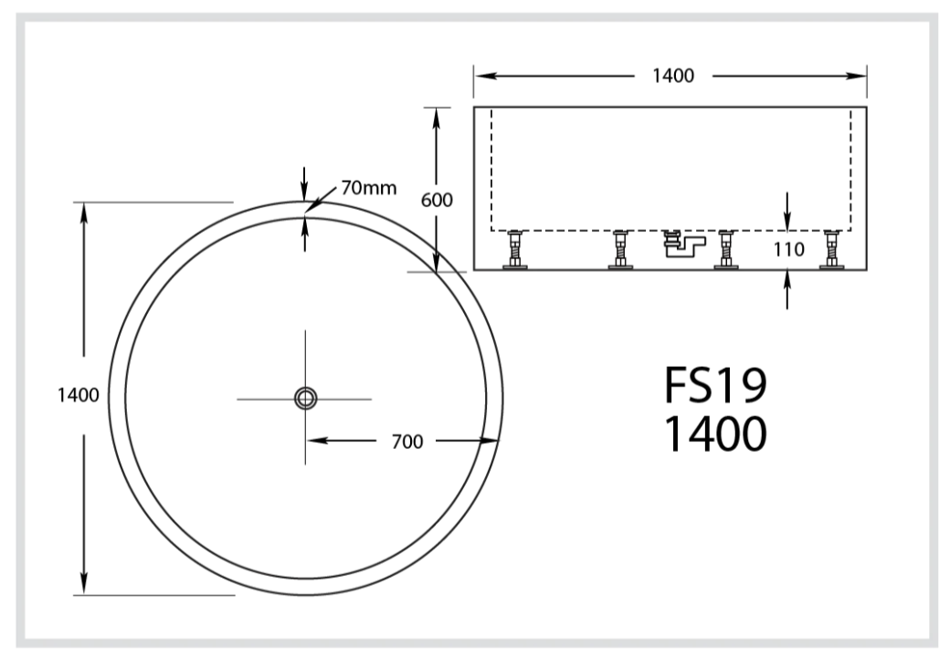 Broadway Round FS19 Freestanding Bath Gloss White 1400mm