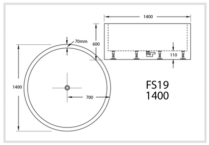 Broadway Round FS19 Freestanding Bath Gloss White 1400mm