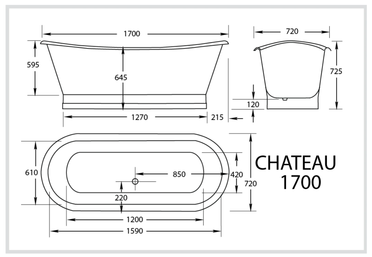 Chateau 1700mm Cast Iron 'Bigfoot' Clawfoot Baths