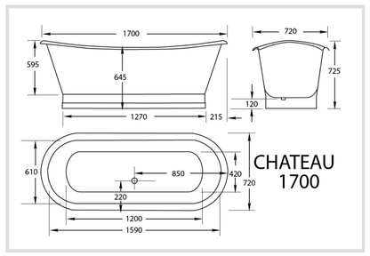 Chateau 1700mm Cast Iron 'Bigfoot' Clawfoot Baths