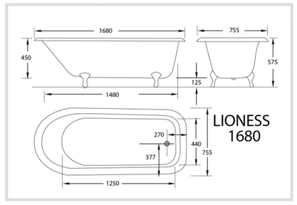 Lioness Tub 1700mm Acrylic Claw Foot Baths