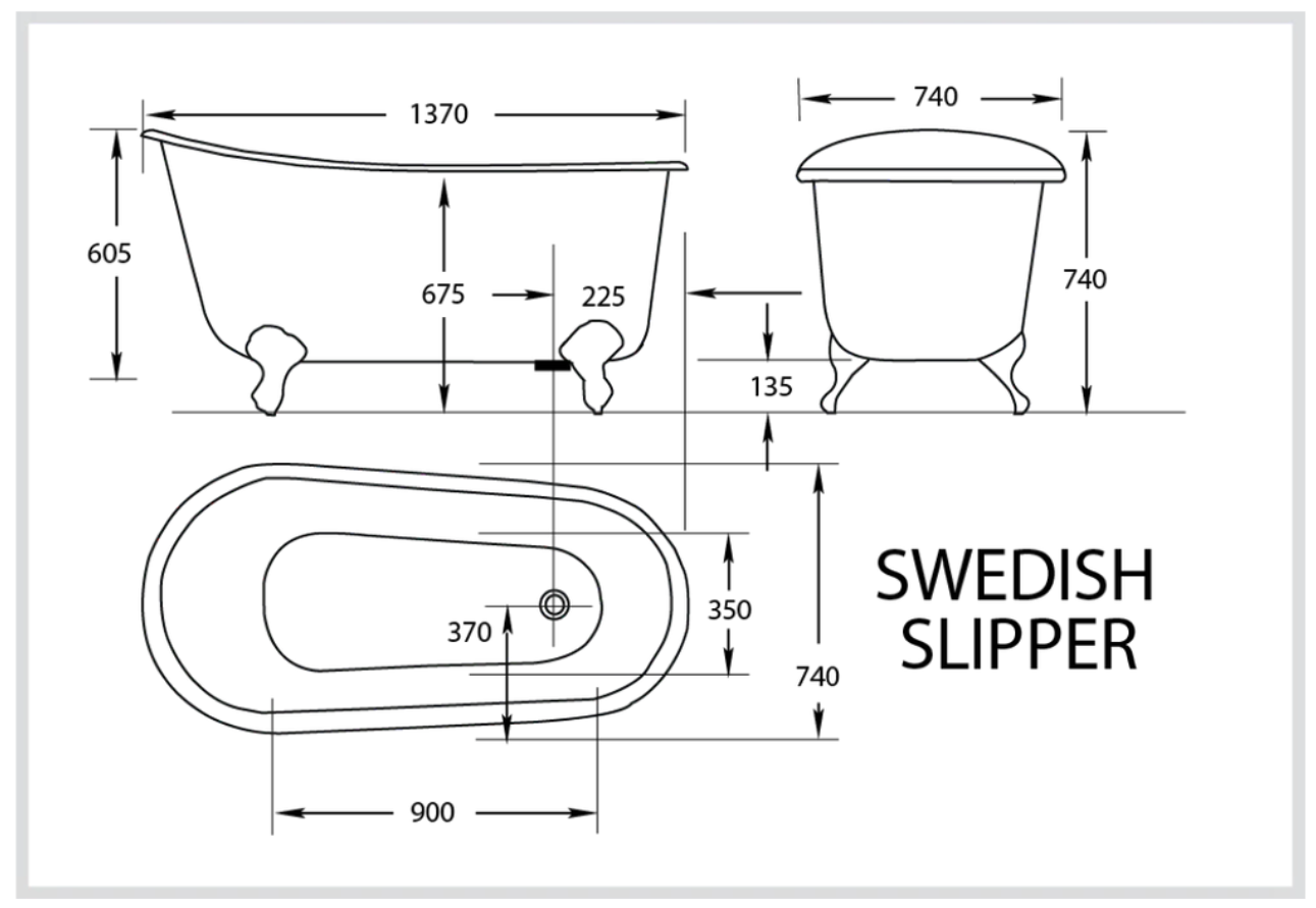 Swedish Slipper 1370mm Cast Iron 'Bigfoot' Clawfoot Baths