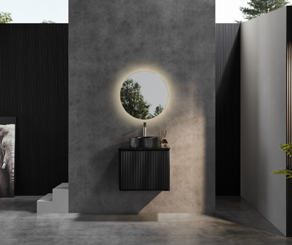 Kirribilli Matte Black PVC 600mm Wall Hung Vanity with Ceramic Top