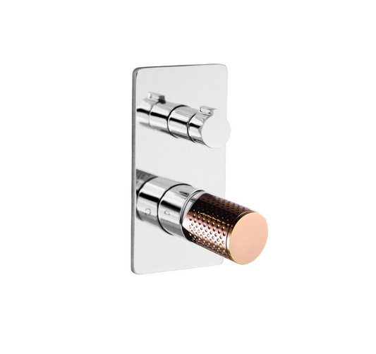 The GABE Diverter Mixer - Chrome with Rose Gold Handle