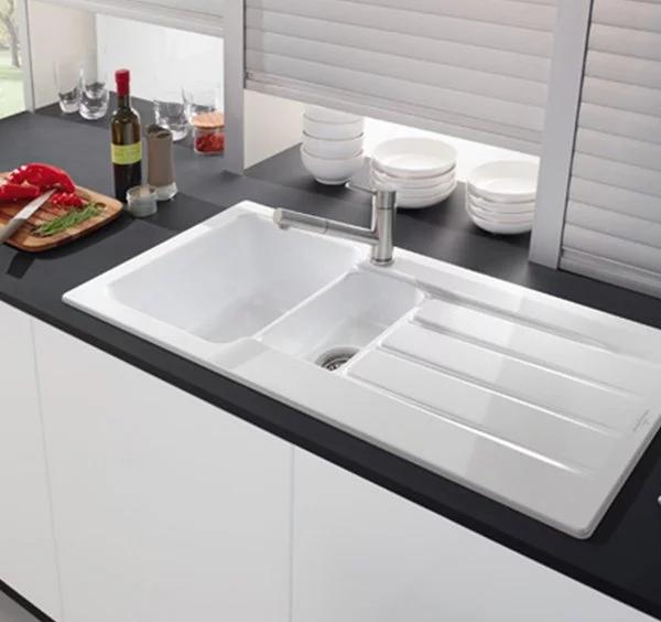 Architectura 80 1160 1 & 3/4 Drainer No Tap Hole Ceramic Plus