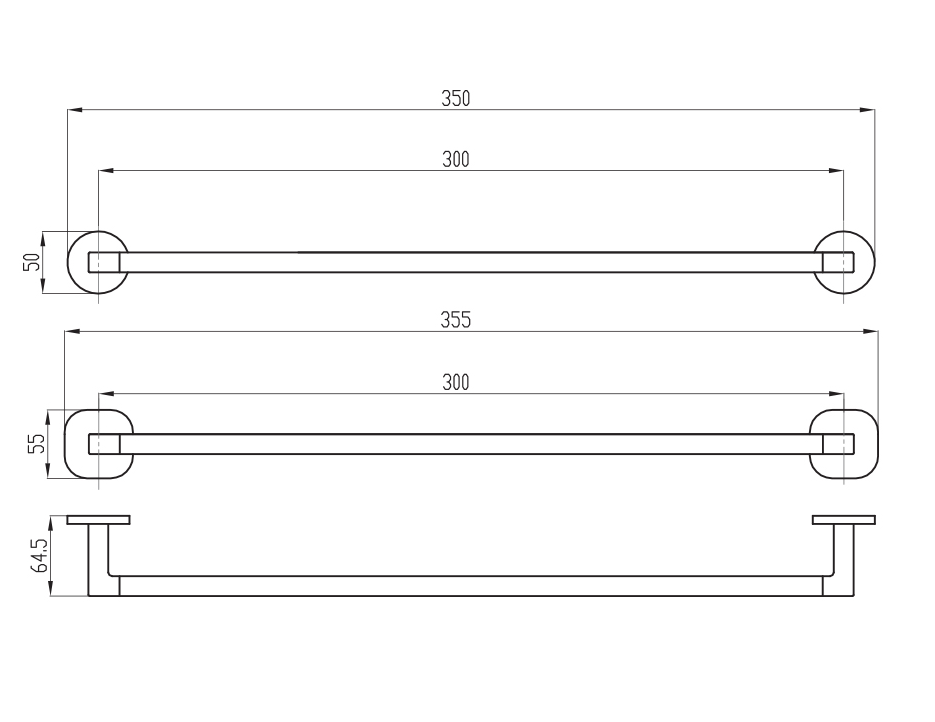 Architectura 300mm Towel Rail