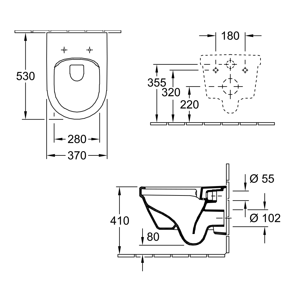 Architectura 3.0 DirectFlush Wall Hung Toilet | P Trap Slim Seat CeramicPlus