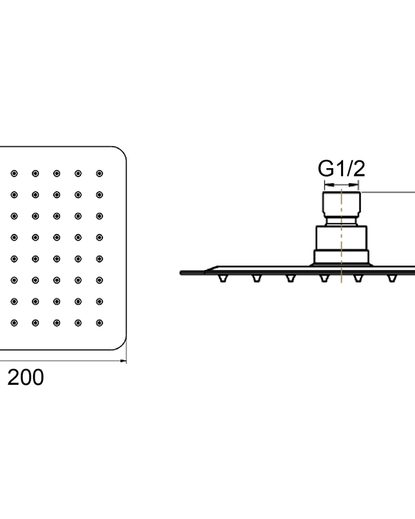 Architectura 200 Square Overhead Shower Chrome