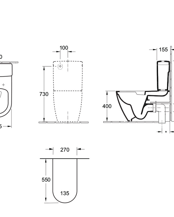 Architectura 2.0 DirectFlush BTW Toilet S Trap | Slim Seat | CeramicPlus