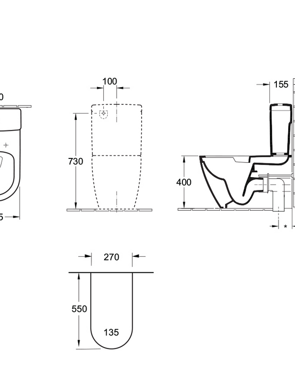 Architectura 2.0 DirectFlush BTW Toilet S Trap | CeramicPlus