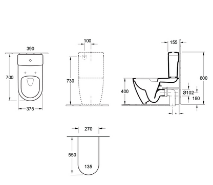 Architectura 2.0 DirectFlush BTW Toilet S Trap | CeramicPlus