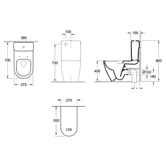 Architectura 2.0 DirectFlush BTW Toilet S Trap | CeramicPlus