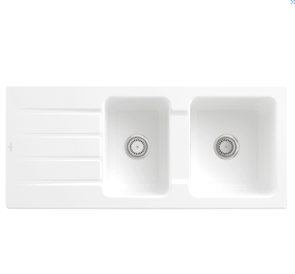 Architectura 1160 Drainer Sink No Tap Hole Stone White CeramicPlus