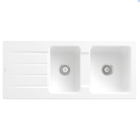 Architectura 1160 Drainer Sink No Tap Hole Stone White CeramicPlus