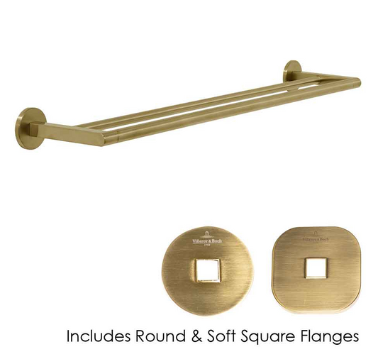 Architectura 600mm Double Towel Rail Brushed Gold