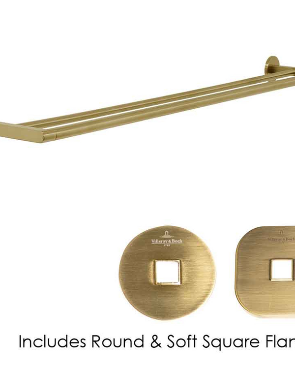 Architectura 800mm Dbl Towel Rail Brushed Gold