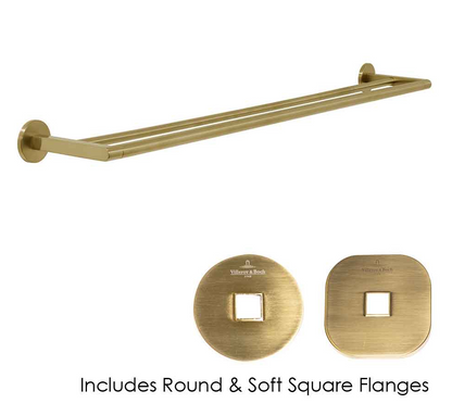 Architectura 800mm Dbl Towel Rail Brushed Gold