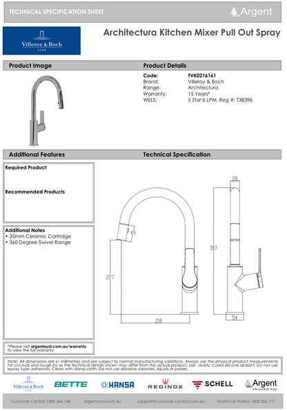 Architectura Kitchen Mixer Pull Out Spray