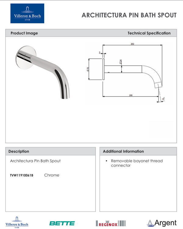 Architectura Pin Bath Spout