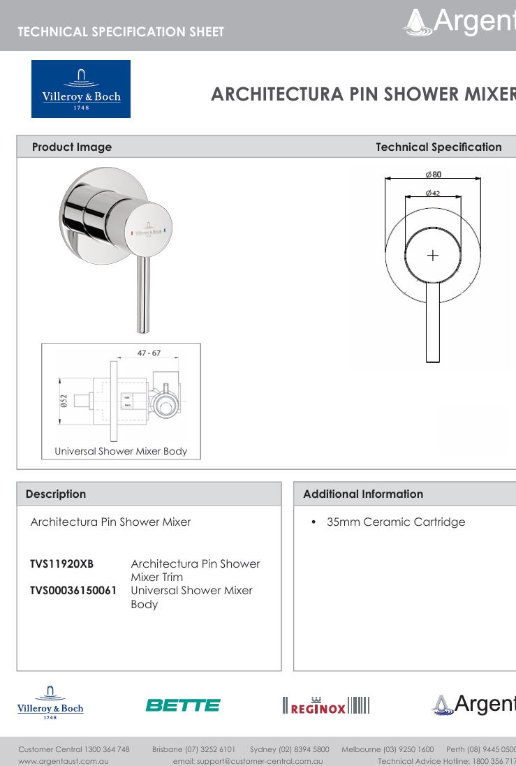 Architectura Pin Shower Mixer Trim