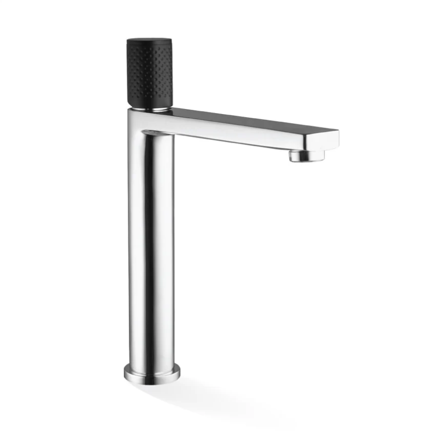 The GABE Hi-Rise Basin Mixer - Chrome with Black handle