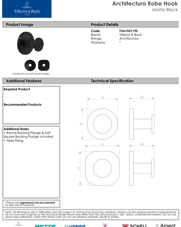 Architectura Robe Hook Matte Black