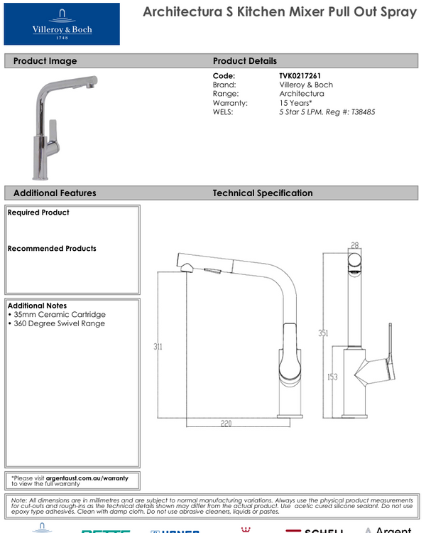 Architectura S Kitchen Mixer Pull Out Spray