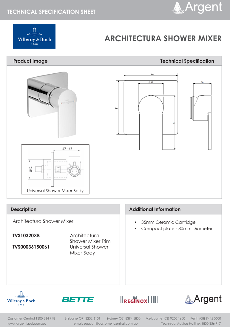 Architectura Shower Mixer Trim