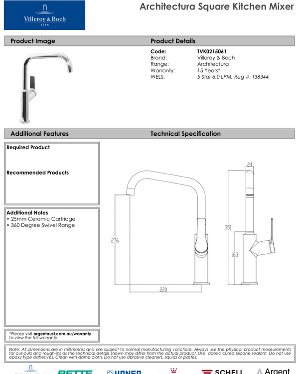 Architectura Square Kitchen Mixer
