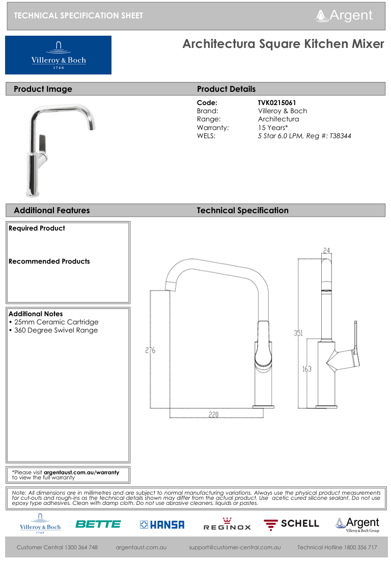Architectura Square Kitchen Mixer